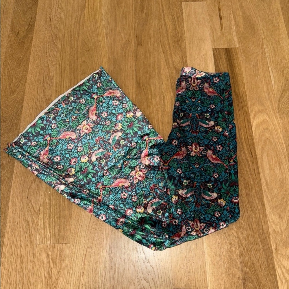 Blackmilk Green and Pink Floral Boot Cut Pants